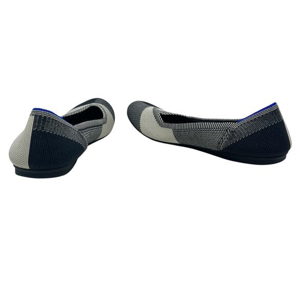 Rothy's The Flat Captoe Black‎ White Plaid Check Retired Ballerina Size 7 - Picture 7 of 14